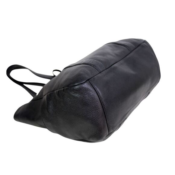 ROOMY Calvin Klein BLACK REAL LEATHER LOGO SHOULDER BAG HANDBAG TOTE HOBO PURSE - Picture 6 of 16